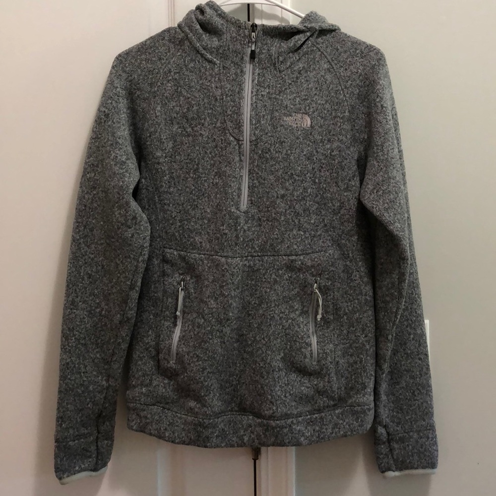 Gray Hooded North Face Half/Quarter Zip Jacket